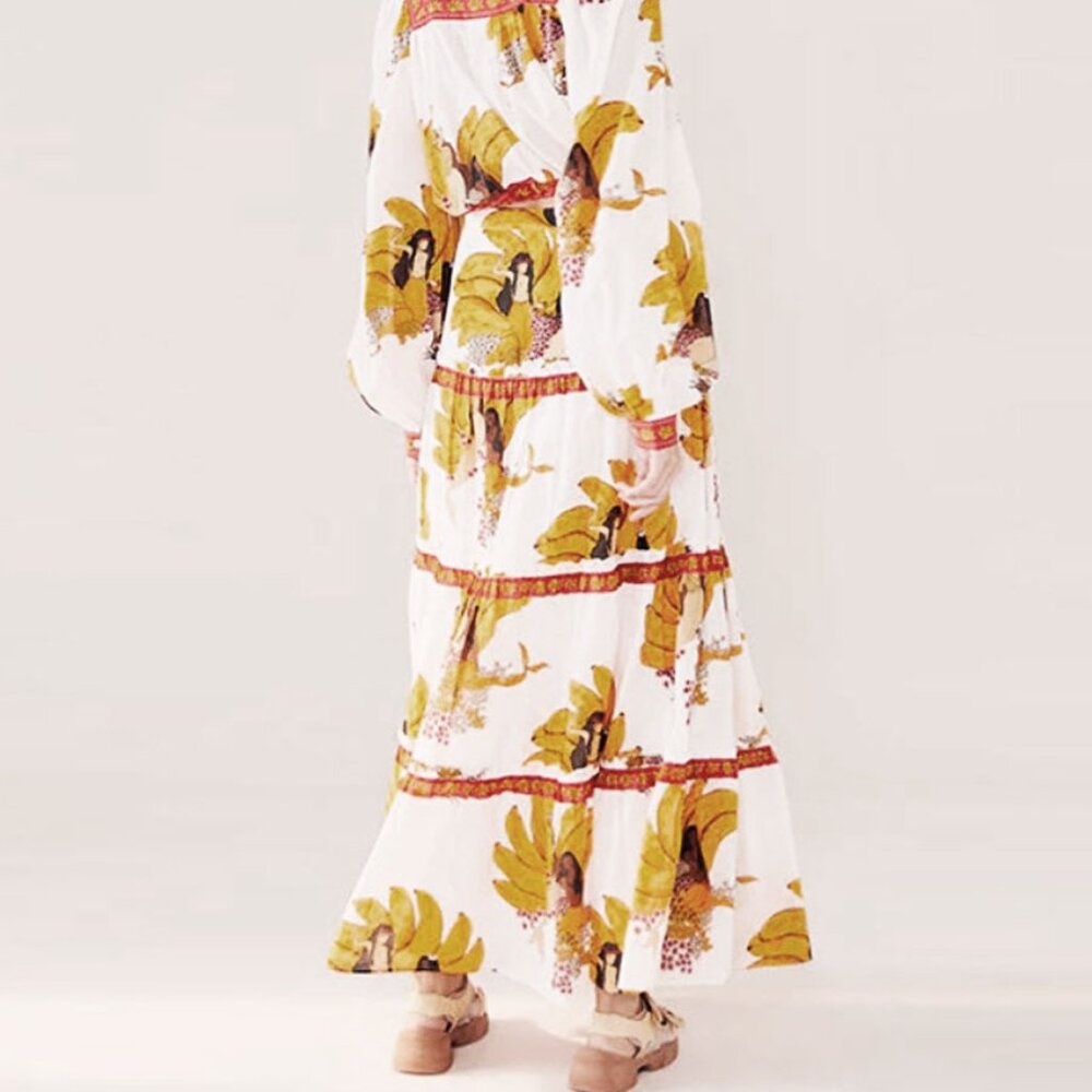 FARM RIO Off-White Mermaid Bananas Maxi Skirt - Picture 4 of 13